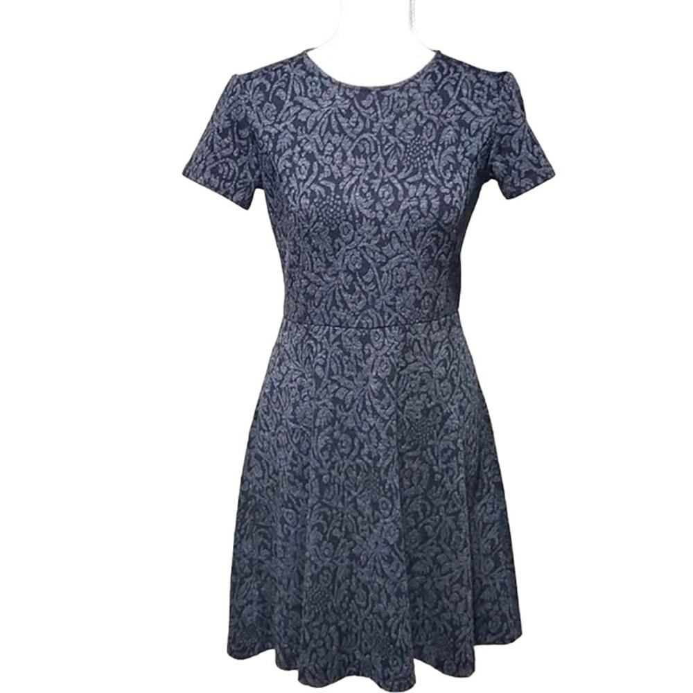 Ann Taylor Loft Dress Women Size 00 Petite Textured Skater Business Casual *